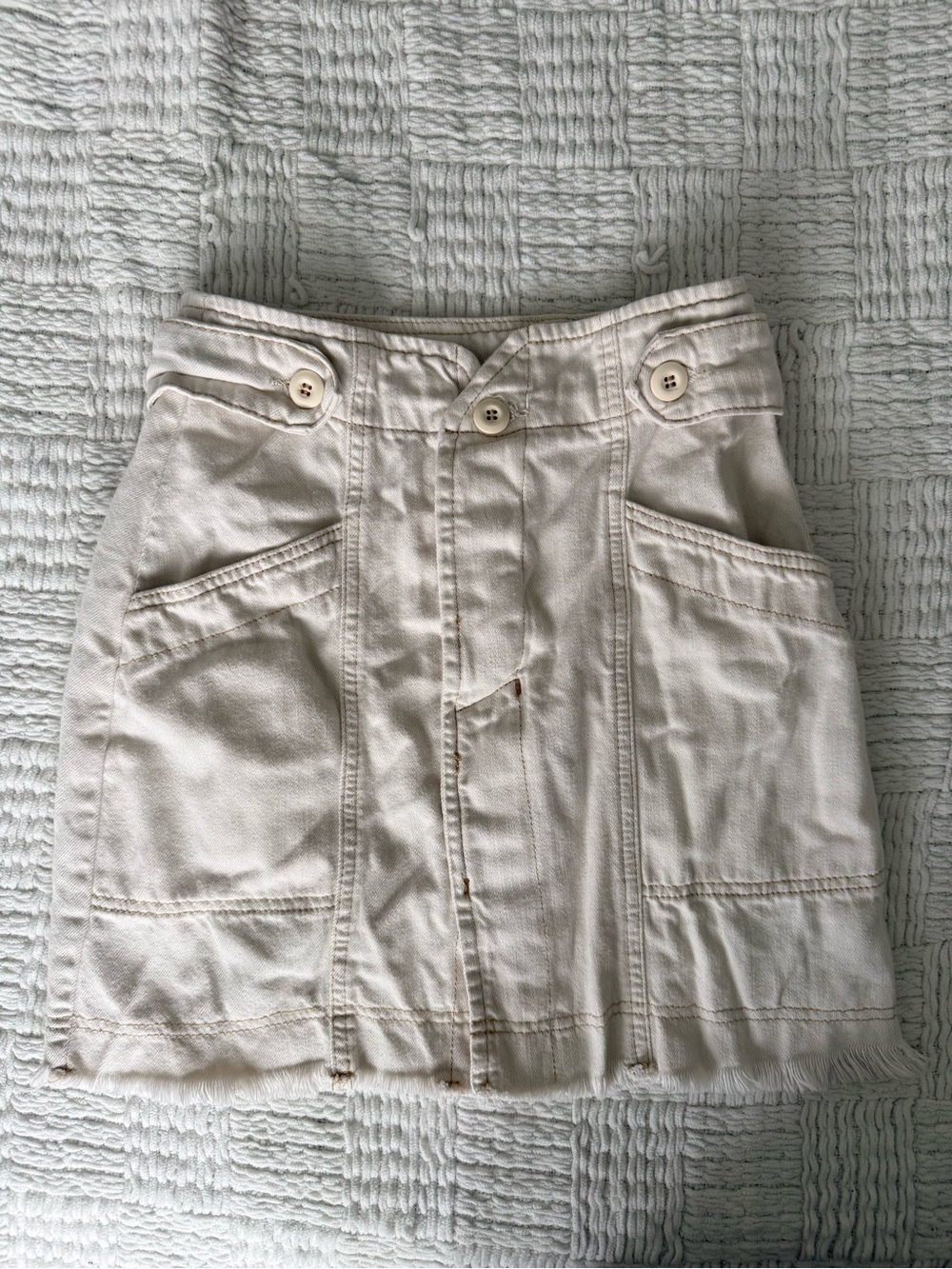Free People Frayed Denim Skirt